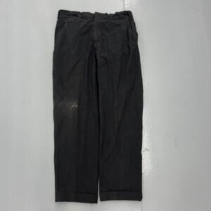 Vintage 50s Black Pleated Wide Leg Wool Blend Trousers 34x28